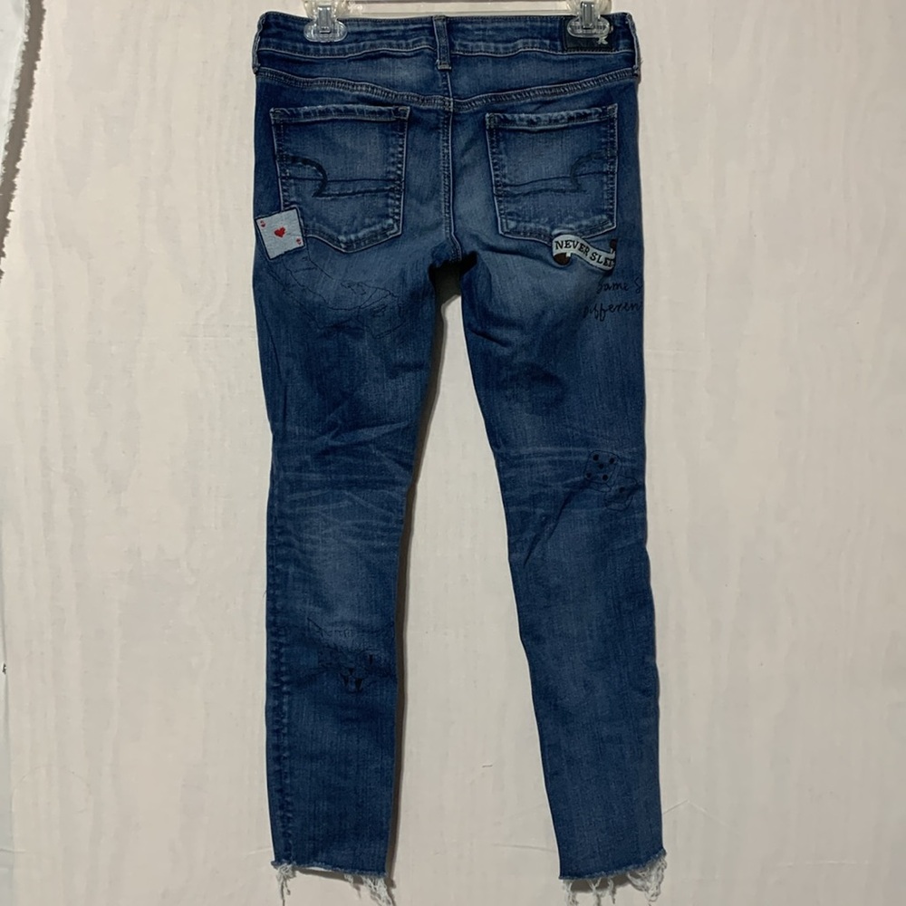 Women's Blue Distressed Jeans - Picture 5 of 8